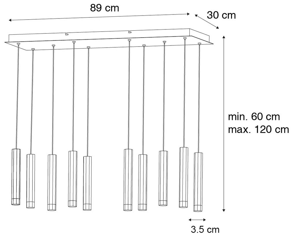 Lampada a sospensione moderna nera con LED 10 luci - Stanislas