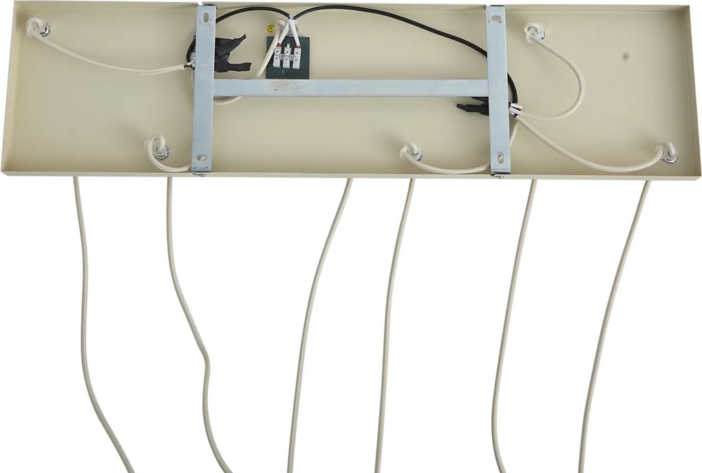 Lampada a sospensione scandinava beige con vetro bianco 6 luci - Wisp