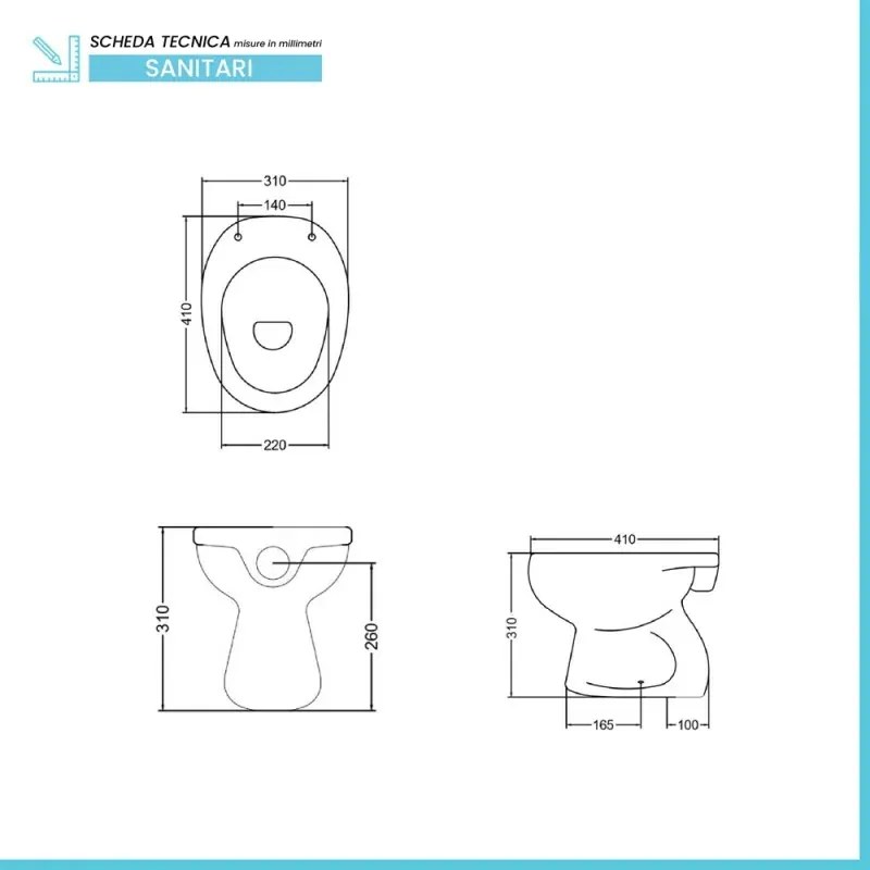 Vaso WC infanzia H 31 bianco in ceramica con scarico a pavimento