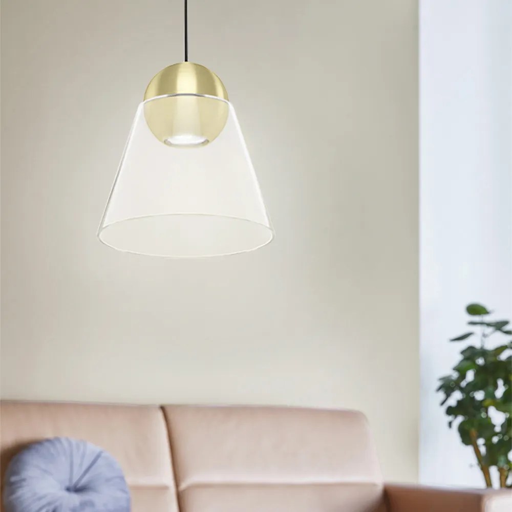 Lampadario Contemporaneo Cerasella 1 Luce Acciaio Ottone Spazzolato