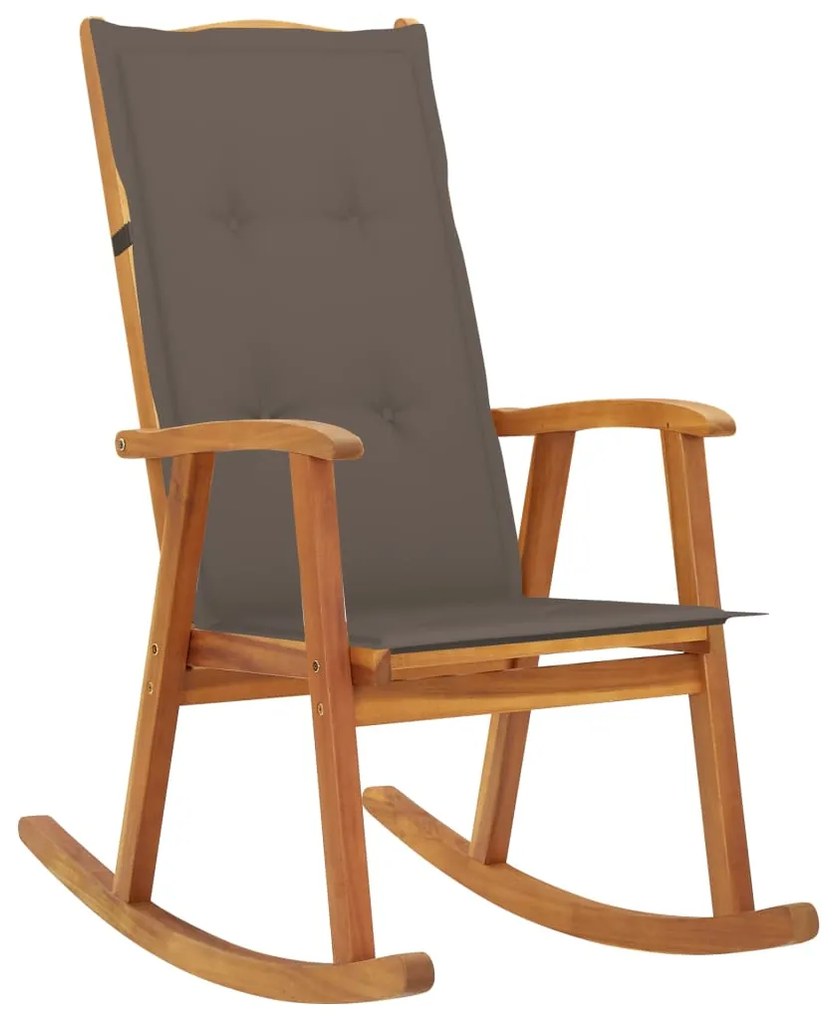 Sedia A Dondolo Con Cuscini İn Legno Massello Di Acacia /