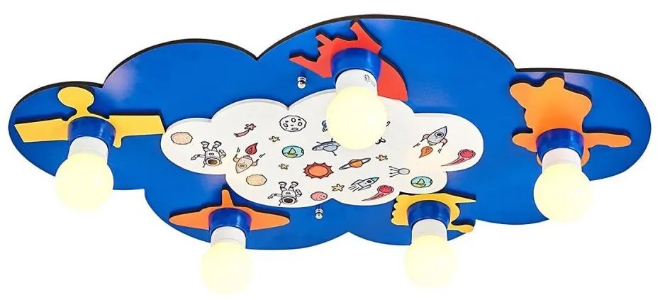 Plafoniera da soffitto per bambini LUCCA 5xE27/24W/230V blu