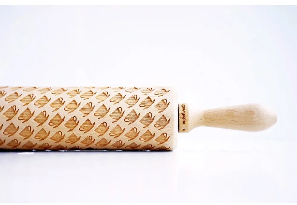 Rullo per pasta in legno goffrato Tea Cups - Valek