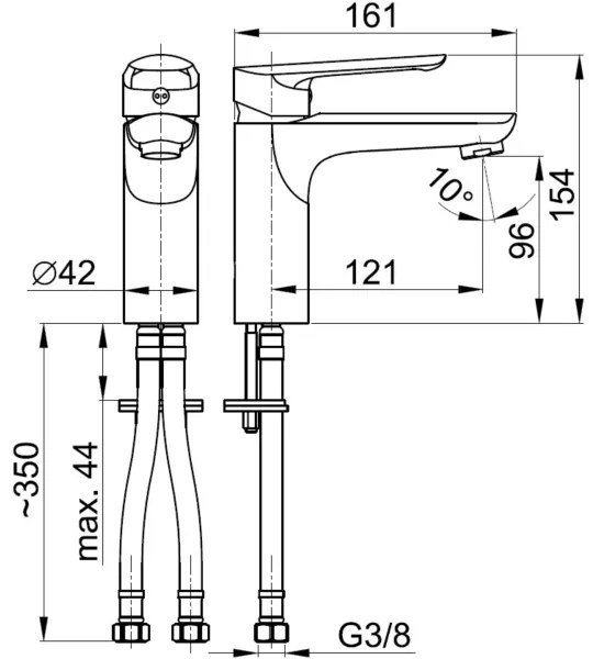 KFA Armatura 5022-815-00 - Rubinetto del lavandino + scarico TANZANIT 15,4 cm cromo lucido