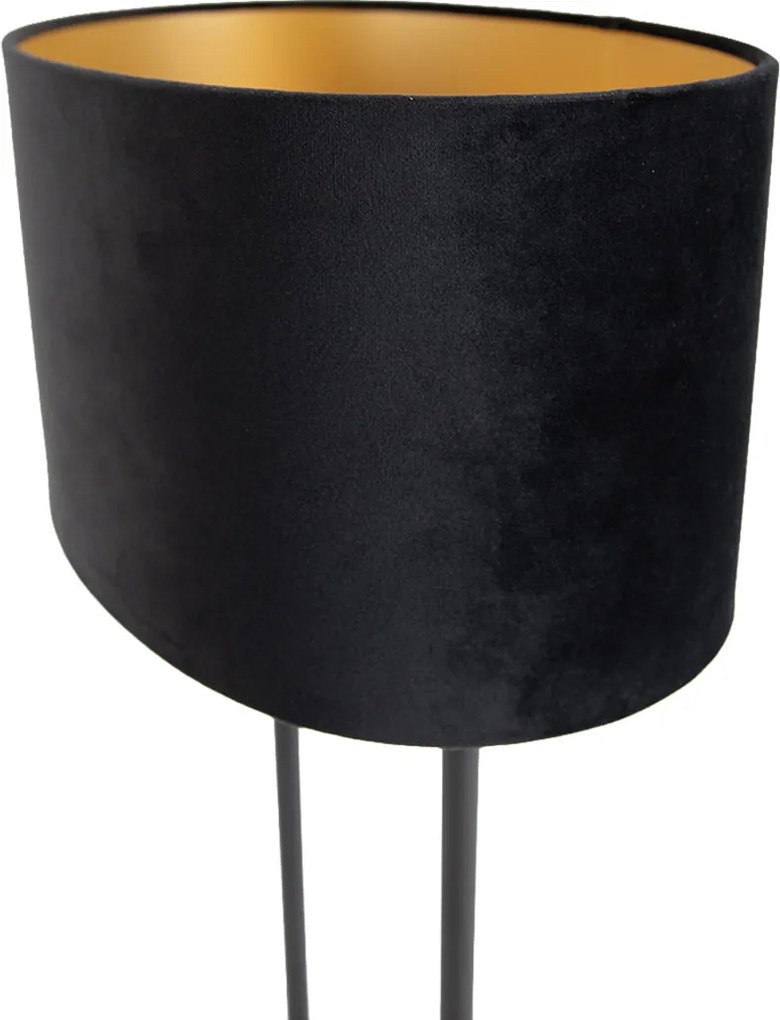 Lampada da tavolo nera con paralume ovale nero 35 cm - Thijmen