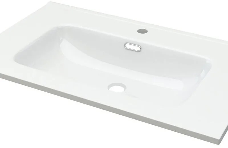 Lavabo d'appoggio rettangolare New L 75 x H 1.8 x P 46 cm in ceramica bianco