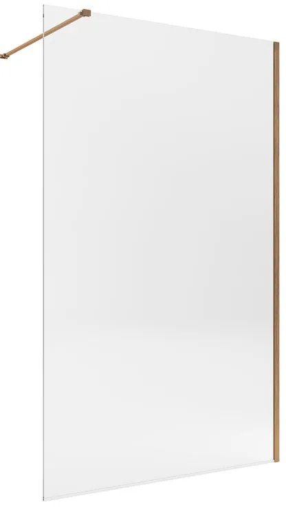 Box doccia walk-in Single, vetro 8 mm, H 200 cm, profilo oro rosa spazzolato