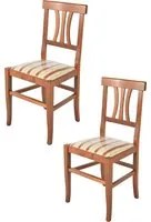 Set 2 Sedie Artemisia Tommychairs, struttura in legno di faggio color noce chiaro e seduta in tessuto lisere rosso