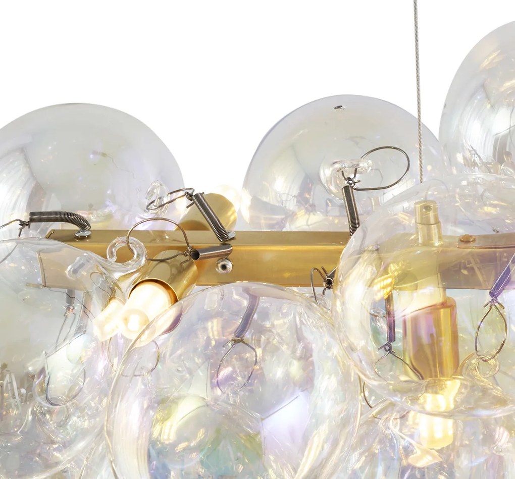 Lampada a sospensione di design oro con vetro arcobaleno 8 luci - Uvas