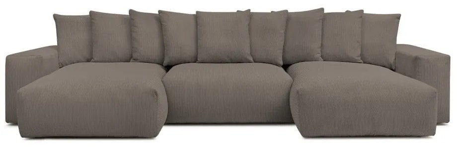 Divano angolare grigio/marrone con rivestimento in velluto a coste Voltaire – Bobochic Paris