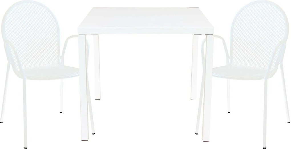 INDEX - set tavolo in alluminio cm 80 x 80 x 73h con 2 poltrone Maris