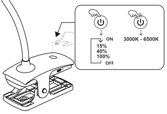 Top Light-LED Lampada da tavolo con morsetto e dimmer a sfioramento BELLA LED/4,8W/5V 3000-6500K bianco