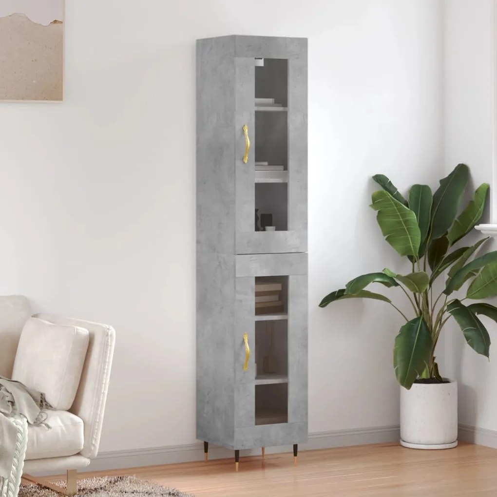 Credenza Grigio Cemento 34,5x34x180 Cm İn Legno Multistrato /