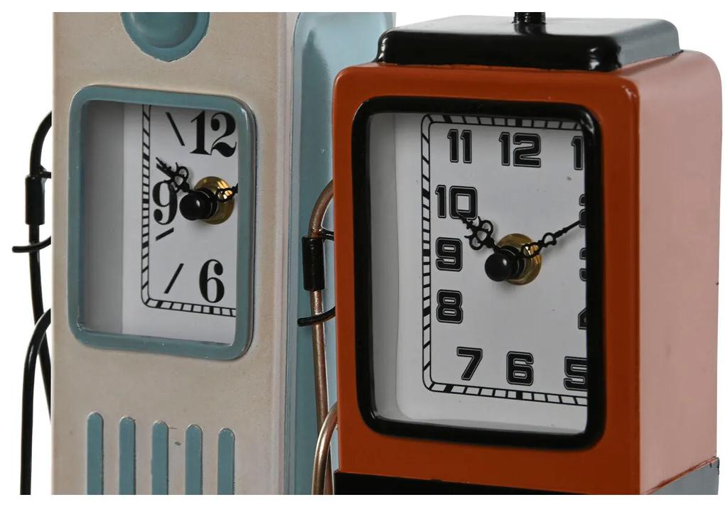 Orologio da Tavolo Home ESPRIT Azzurro Arancio Metallo Cristallo Vintage 12 x 7,5 x 32 cm (2 Unità)
