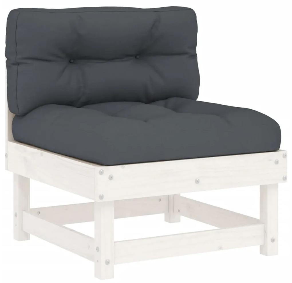 Set divani da giardino 6pz con cuscini in legno massello bianco