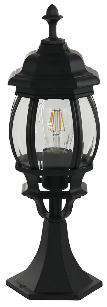 Paletto Da Esterno Rustico-Country Bel Aire Alluminio Nero Vetro 1 Luce E27