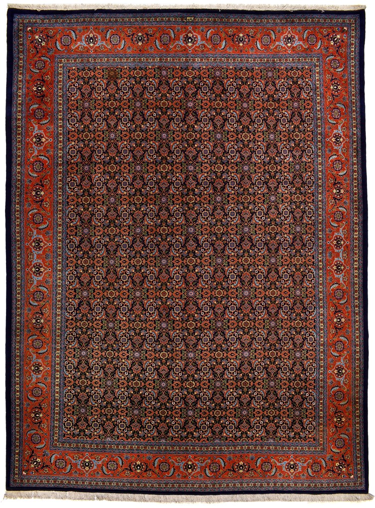 Tabriz Tappeto 390x290 Blu (Iran) Annodato A Mano