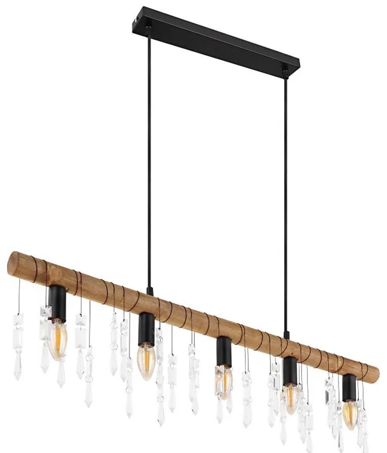 Globo 15532-5H - Lampada a sospensione con cavo KIRA 5xE14/40W/230V nero/marrone