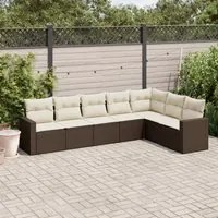 Set Divano da Giardino 7pz con Cuscini Marrone in Polyrattan 3219043