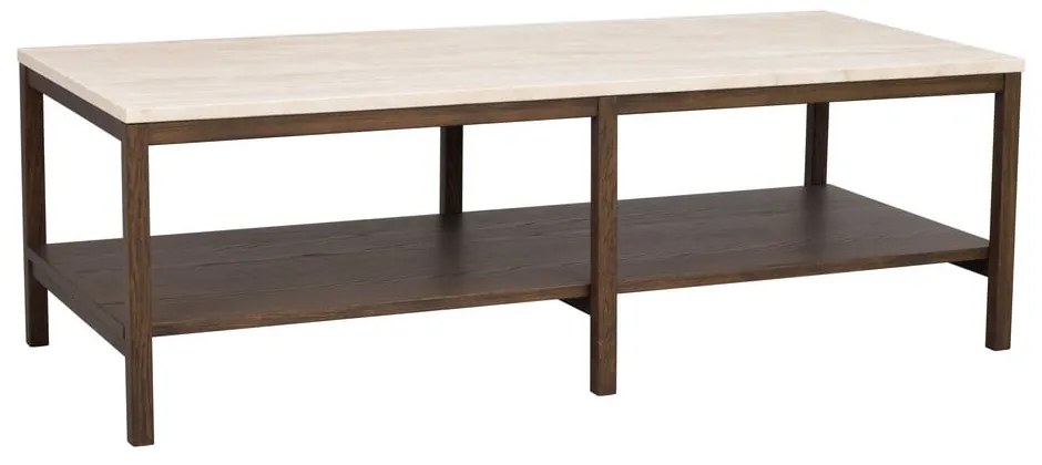 Tavolino marrone e beige con piano in pietra 140x60 cm Orwel - Rowico