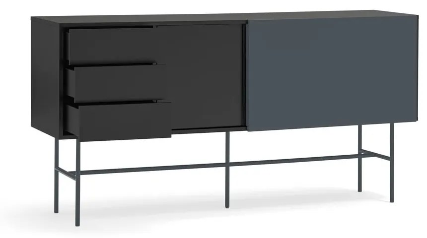 Cassettiera bassa nero-antracite con ante scorrevoli 180x91 cm Nube - Teulat