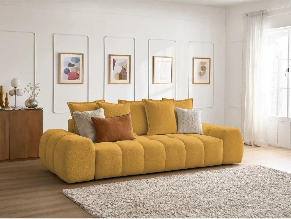 Divano color senape con rivestimento in ciniglia 278 cm Everest – Bobochic Paris