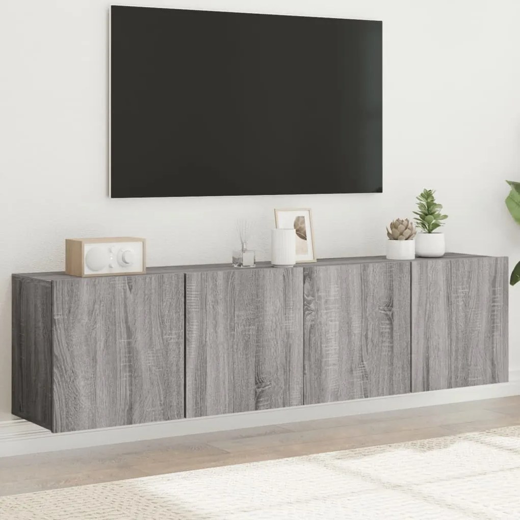 Mobili Tv A Parete 2pz Grigio Sonoma 80x30x41 Cm /