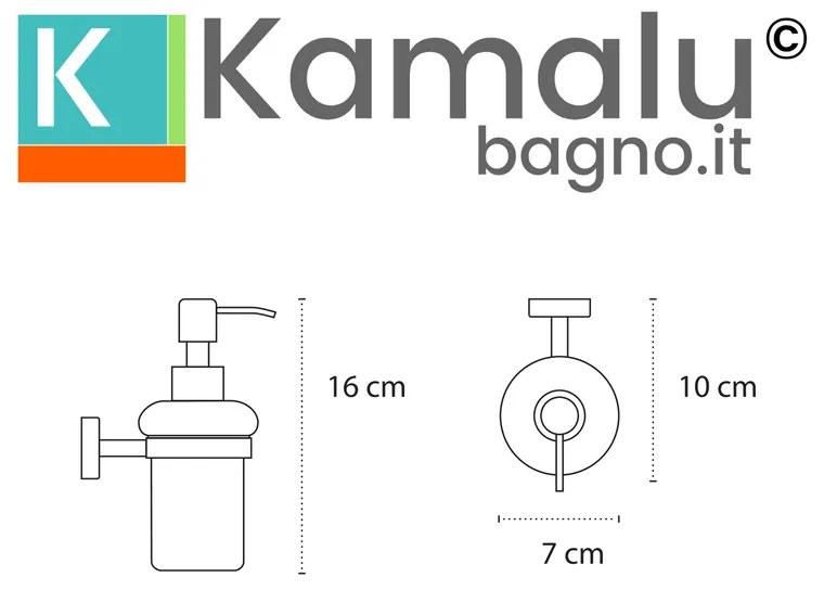 Kamalu - Dispenser di sapone bagno in acciaio inox satinato e vetro | Monde-S