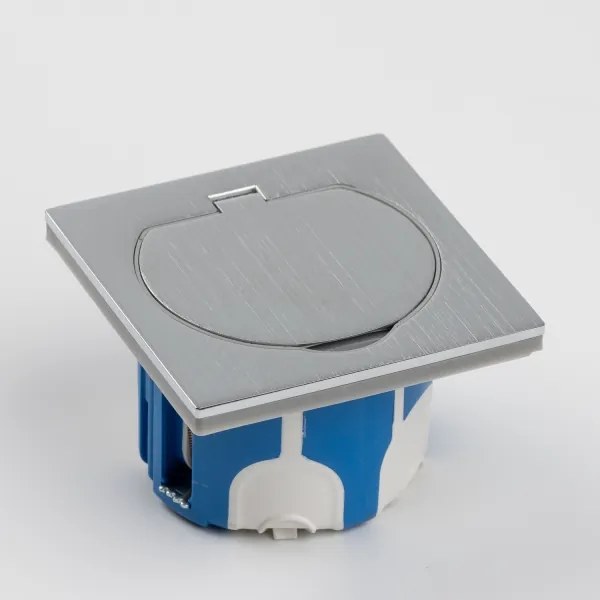 Brilagi - Presa a pavimento da incasso per esterno IP55 cromo opaco quadrato