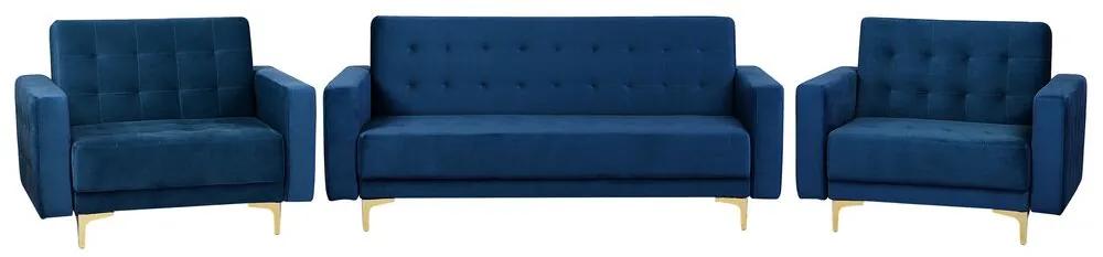 Set di divani in velluto blu navy ABERDEEN Beliani