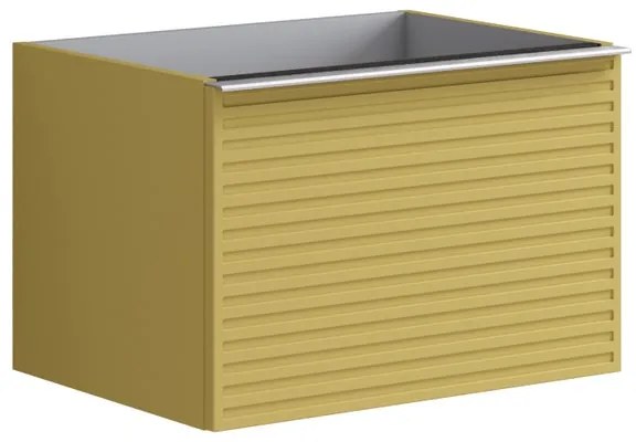 Mobile da bagno sospeso sotto lavabo L 60 x H 40 x P 45.5 cm giallo laccato opaco, 2 cassetti Pixel stripes