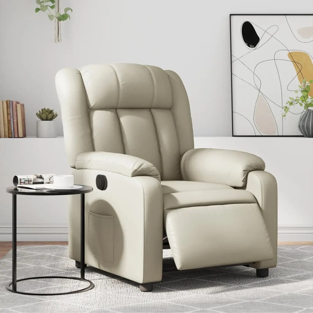 Poltrona Reclinabile Elettrica Crema İn Similpelle /