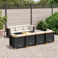 Set Divani da Giardino con Cuscini 8 pz Nero in Polyrattan 3261749