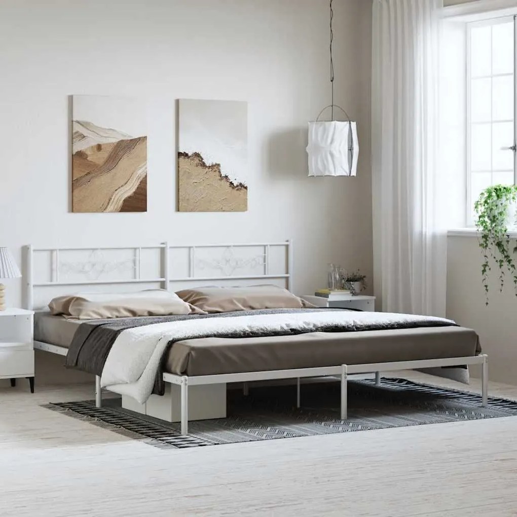 Giroletto Con Testiera Metallo Bianco 183x213 Cm /