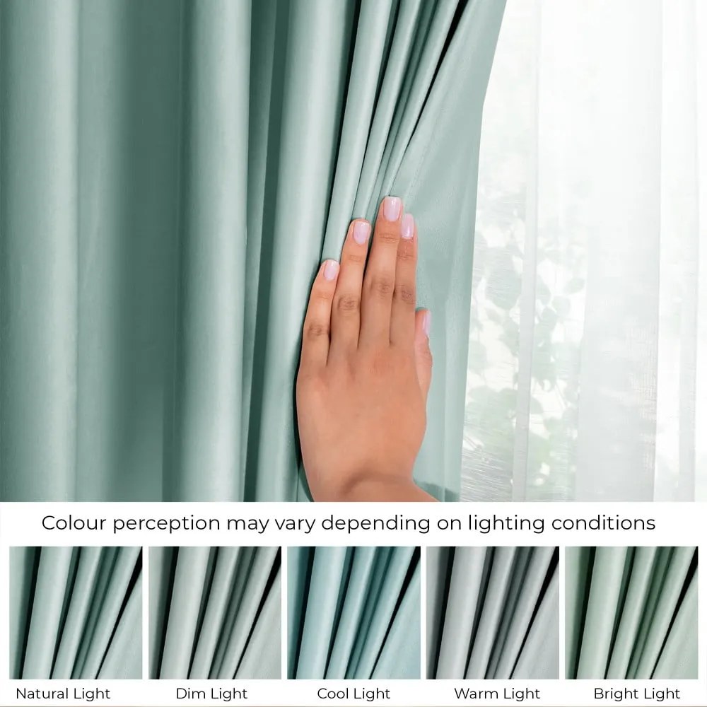 Tenda parzialmente oscurante verde chiaro in velluto 140x270 cm Eyelets – Restilo