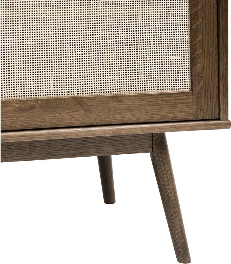 Cassettiera bassa marrone scuro effetto rovere con ante scorrevoli 180x80 cm Barrali - Unique Furniture