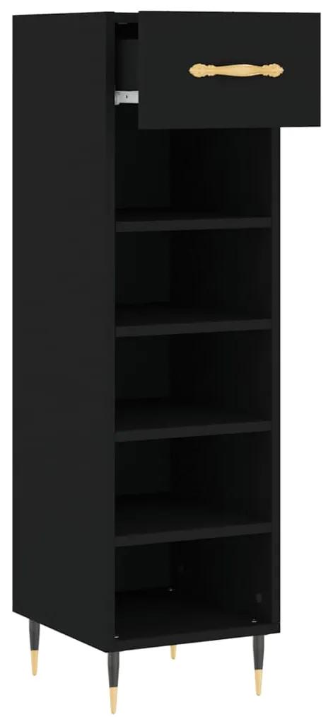Scarpiera nera 30x35x105 cm in legno multistrato