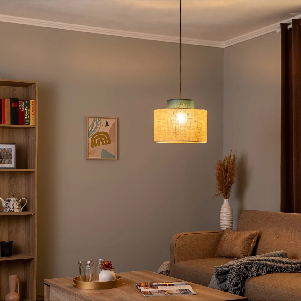 Lampada a sospensione Duo TK Lighting, dimmerabile, Marrone / Ruggine, Soggiorno / Sala da pranzo, Tessuto / Stoffa / Seta, Lampada a sospensione
