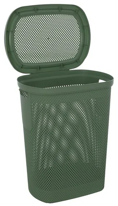 Portabiancheria con coperchio in plastica verde salvia 58 lt Kamala