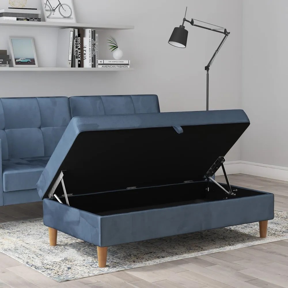 Poggiapiedi in velluto blu Lilly - Støraa