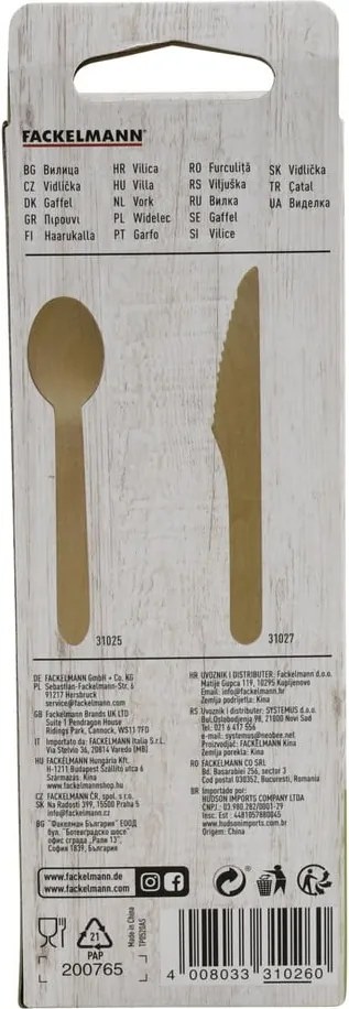 Set di 30 forchette in legno Nature - Fackelmann