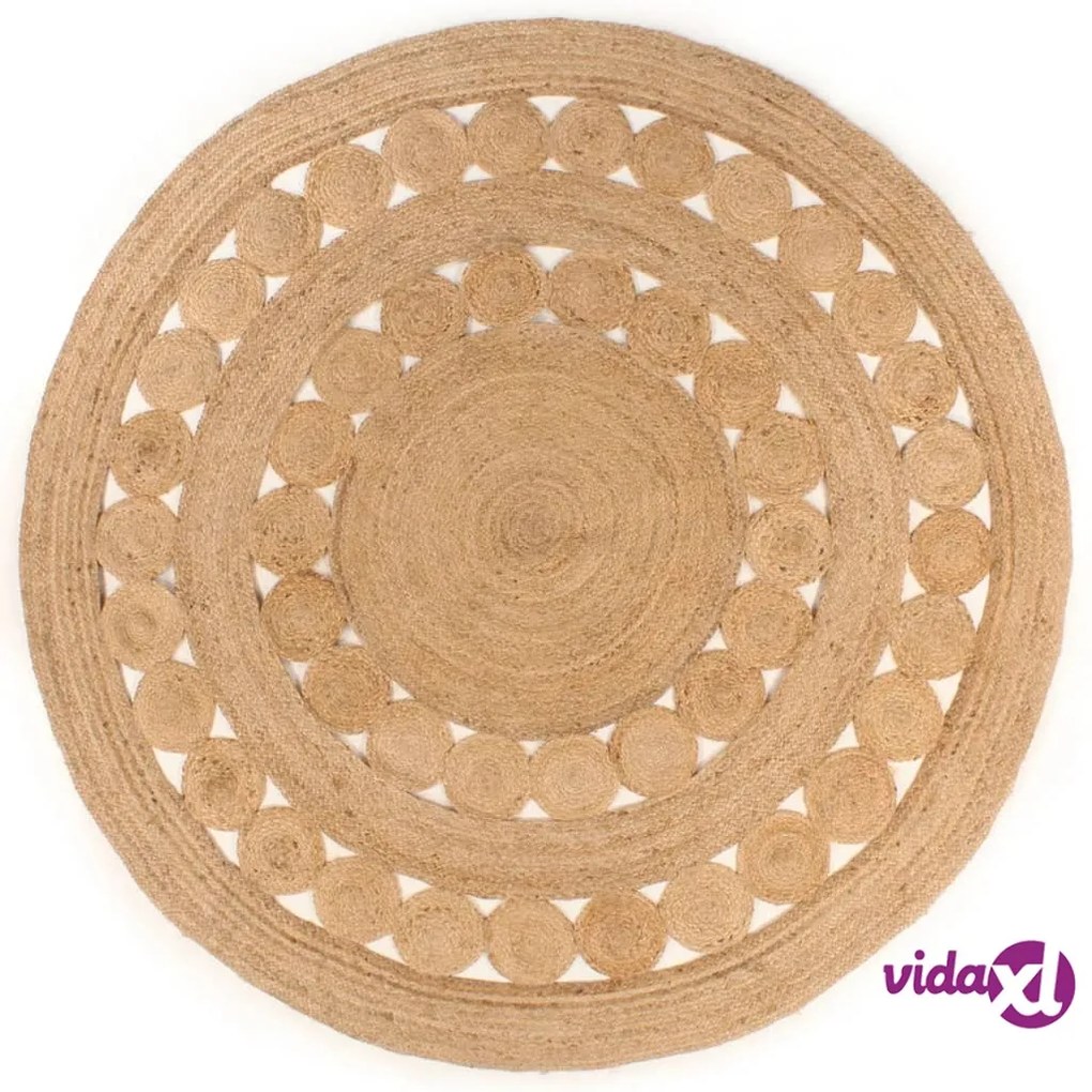 vidaXL Tappeto in Iuta con Design Intrecciato 210 cm Rotondo