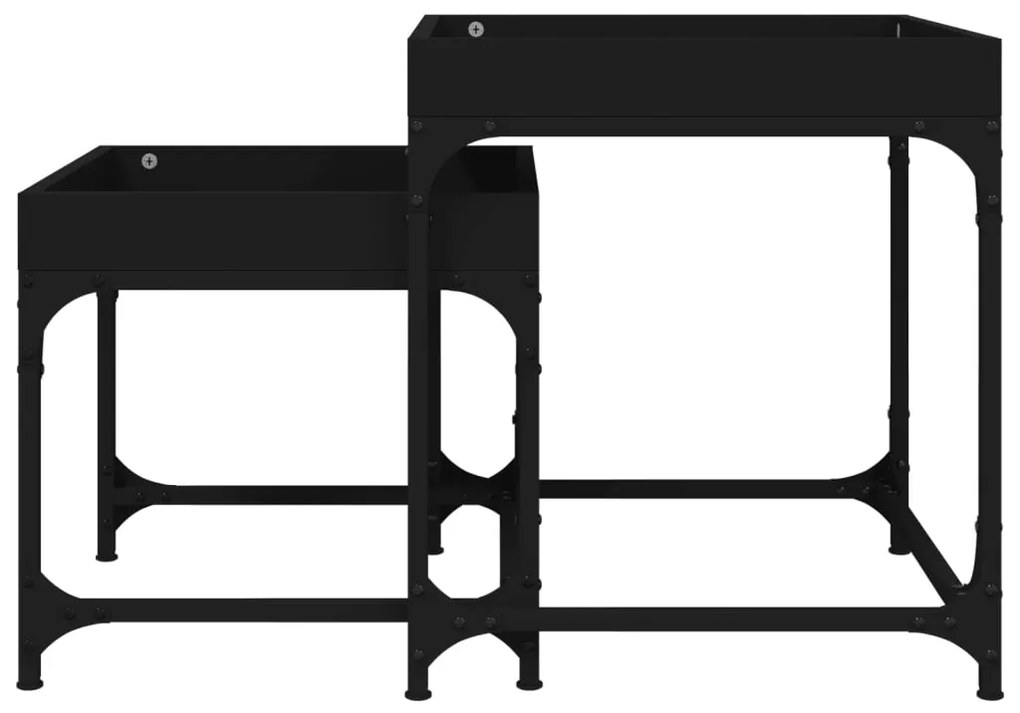 Tavolini da Salotto 2 pz Neri in Legno Multistrato