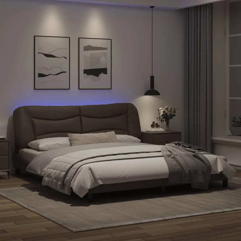 Giroletto con luci led grigio 180x200 cm in similpelle