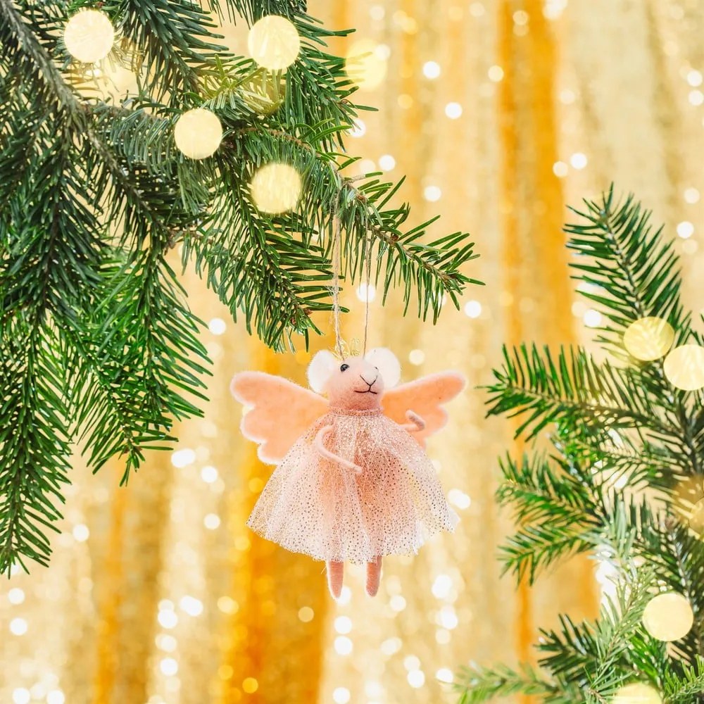 Decorazione per albero di natale in tessuto fatta a mano 13 cm Pink Princess Fairy Mouse – Sass &amp; Belle