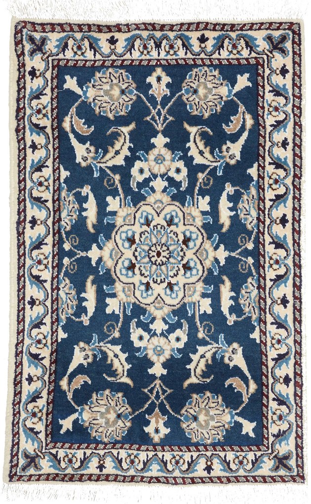 Nain Tappeto 60 x 90 Blu (Iran) Annodato A Mano