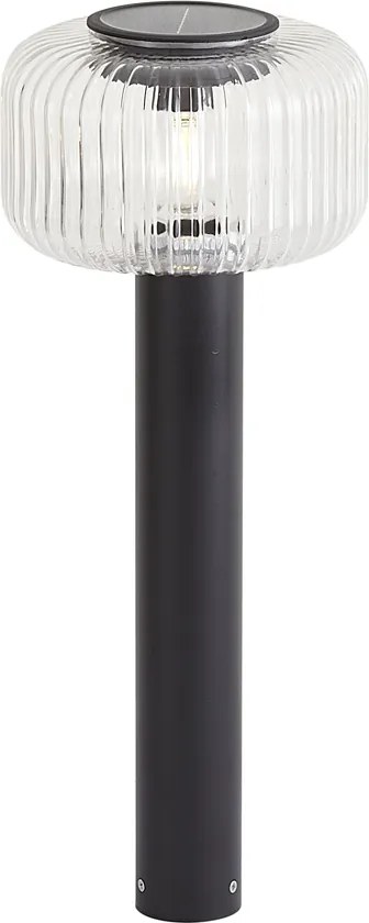 Dissuasore da esterno moderno nero con vetro scanalato con LED solare IP65 - Ribble Mushroom