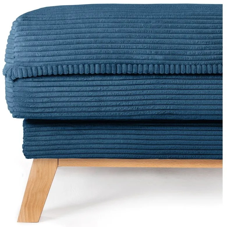 Poggiapiedi blu con rivestimento in velluto a coste Tori – Bonami Selection