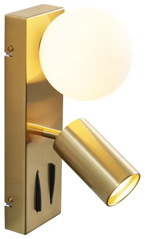 Lampada da parete moderna in ottone a 2 luci regolabile con porta USB-C - Lesly