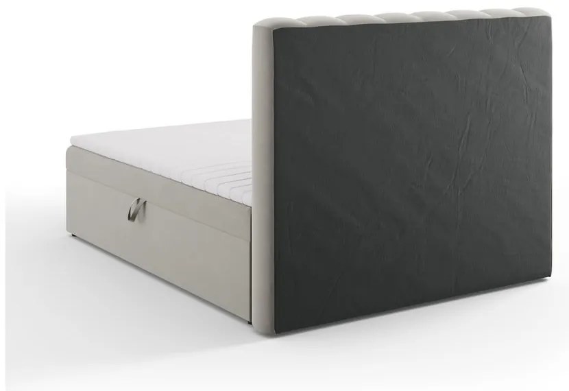 Letto boxspring grigio con contenitore 160x200 cm Gina - Milo Casa